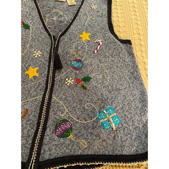 White Stag Christmas  Sweater Vest Vintage Look Size 18W - 20W Blue w/ Snowman - Picture 2 of 11